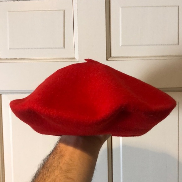Vintage 1980’s Red 100% Wool Oversized Normandy Basque Beret | Never Worn - Picture 3 of 4